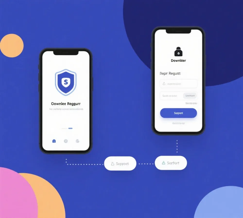 客户端下载与注册登录流程示意图